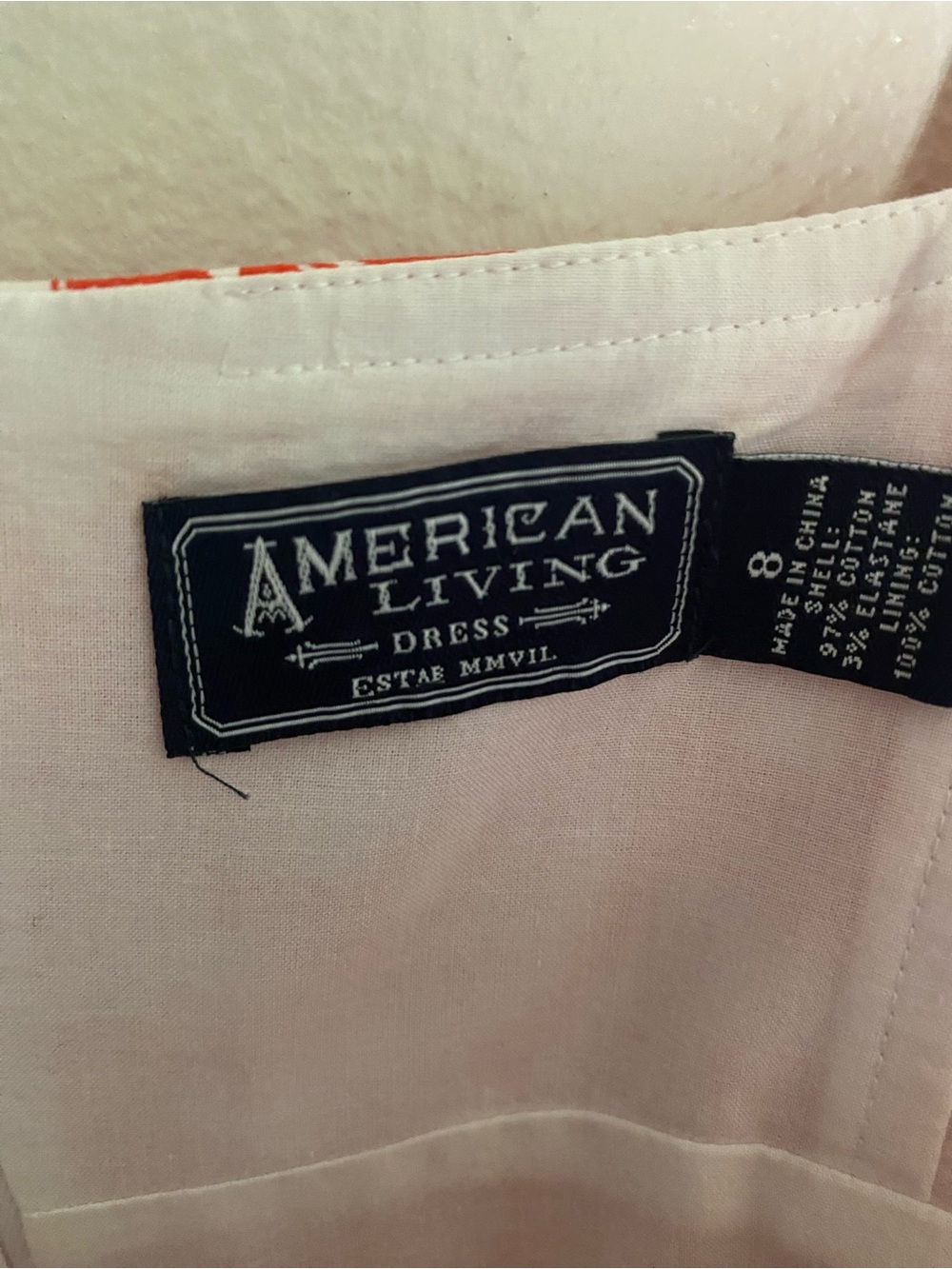 NWOT American Living orange white strap midi dress pleated bodice tie back 8 - Picture 6 of 7